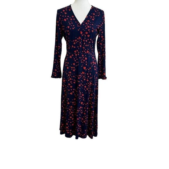 Draper James Scattered Hearts Wrap Dress Nassau Navy Size Medium NEW - Picture 1 of 6